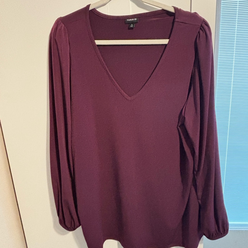 Torrid Red Long Sleeve Relaxed Blouse